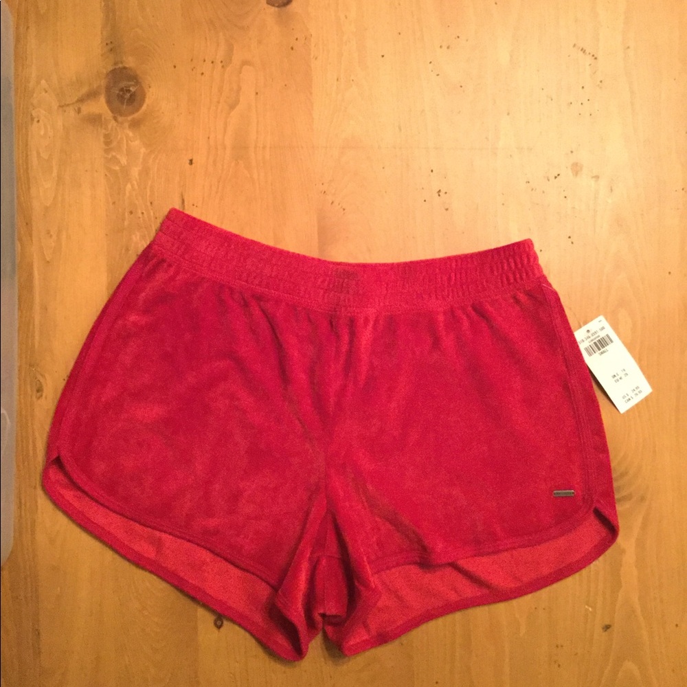 Hollister Velour Sleep Shorts Red